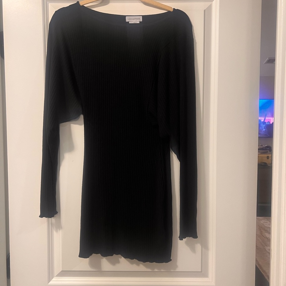Lovers and Friends Black Ribbed Bodycon Mini Dress Size Small Made in USA NWOT